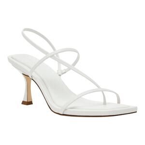 Steve Madden Women's Locke Strappy Leather Mid Heel Dress Sandals White Size 8